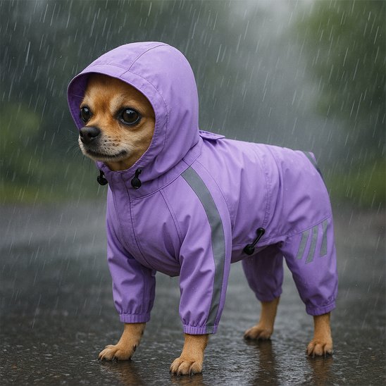 contre la pluie le canin reste sec avec son manteau impermeable 
